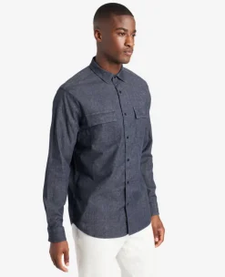 Slim-Fit Organic Stretch Denim Two Pocket Shirt>Kenneth Cole Discount