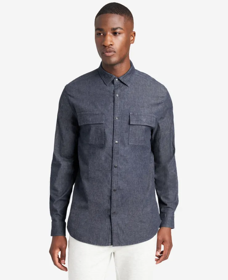 Slim-Fit Organic Stretch Denim Two Pocket Shirt>Kenneth Cole Discount
