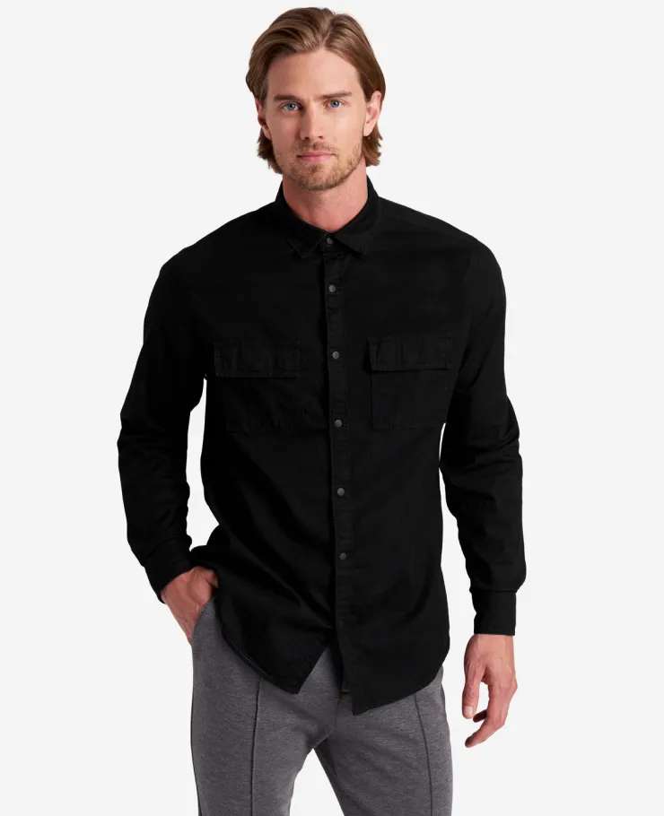 Slim-Fit Organic Stretch Denim Two Pocket Shirt>Kenneth Cole Clearance