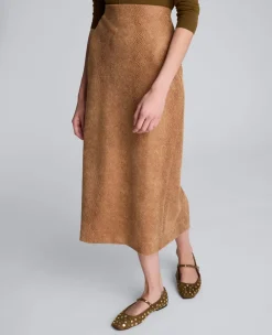 Snake Embossed Pull On Midi Skirt><noscript><img width=