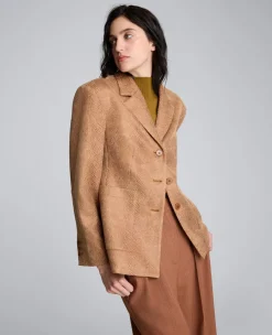 Snake Embossed Three Button Contoured Jacket><noscript><img width=