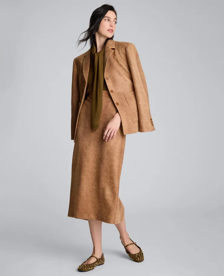 Snake Embossed Three Button Contoured Jacket>Kenneth Cole