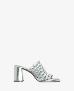 Solara Metallic Leather Woven Heel Sandal>Kenneth Cole Discount