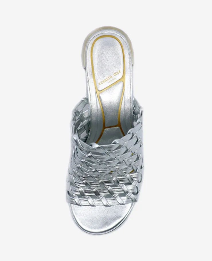 Solara Metallic Leather Woven Heel Sandal>Kenneth Cole Discount