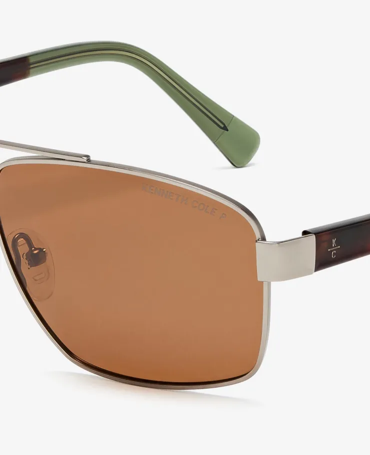 Square Metal Navigator Sunglasses>Kenneth Cole Outlet