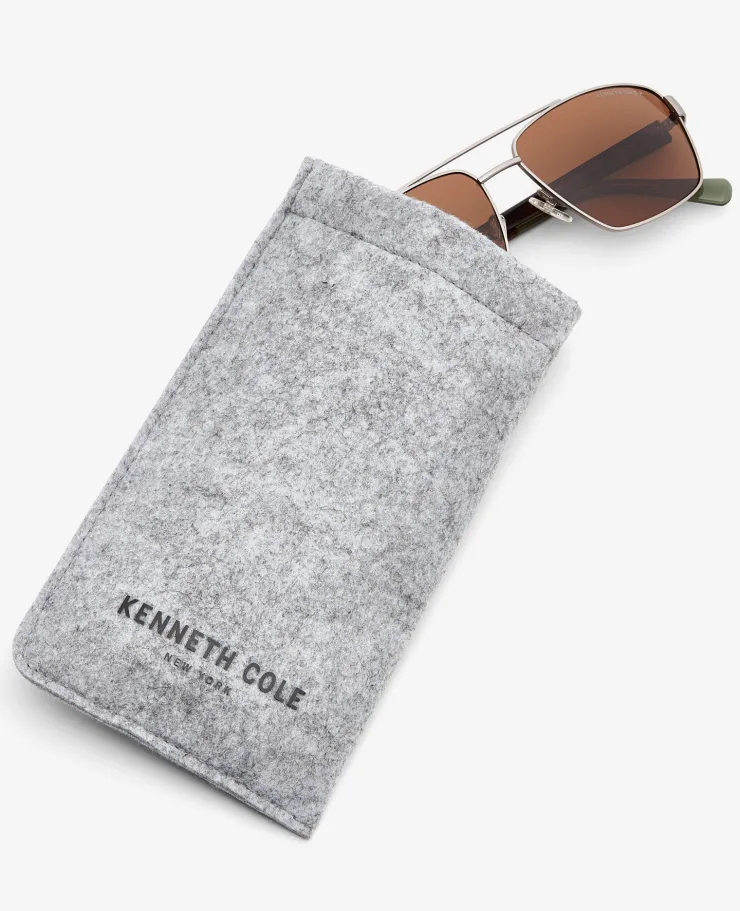 Square Metal Navigator Sunglasses>Kenneth Cole Outlet