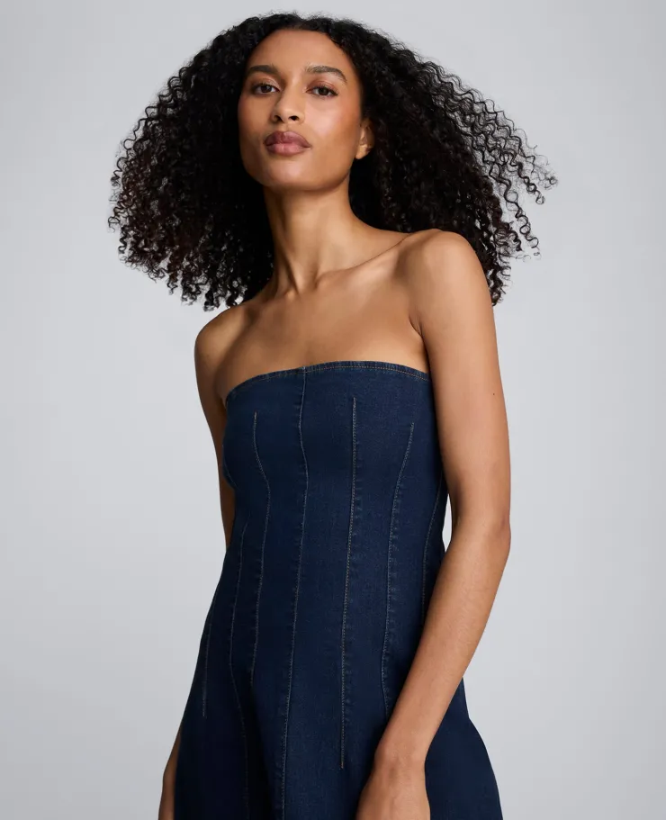 Strapless Denim Maxi Dress with Seaming>Kenneth Cole Hot