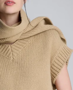 Sweater Vest With Detachable Scarf><noscript><img width=
