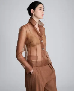 Transparent Notch Jacket with Flap Pockets><noscript><img width=