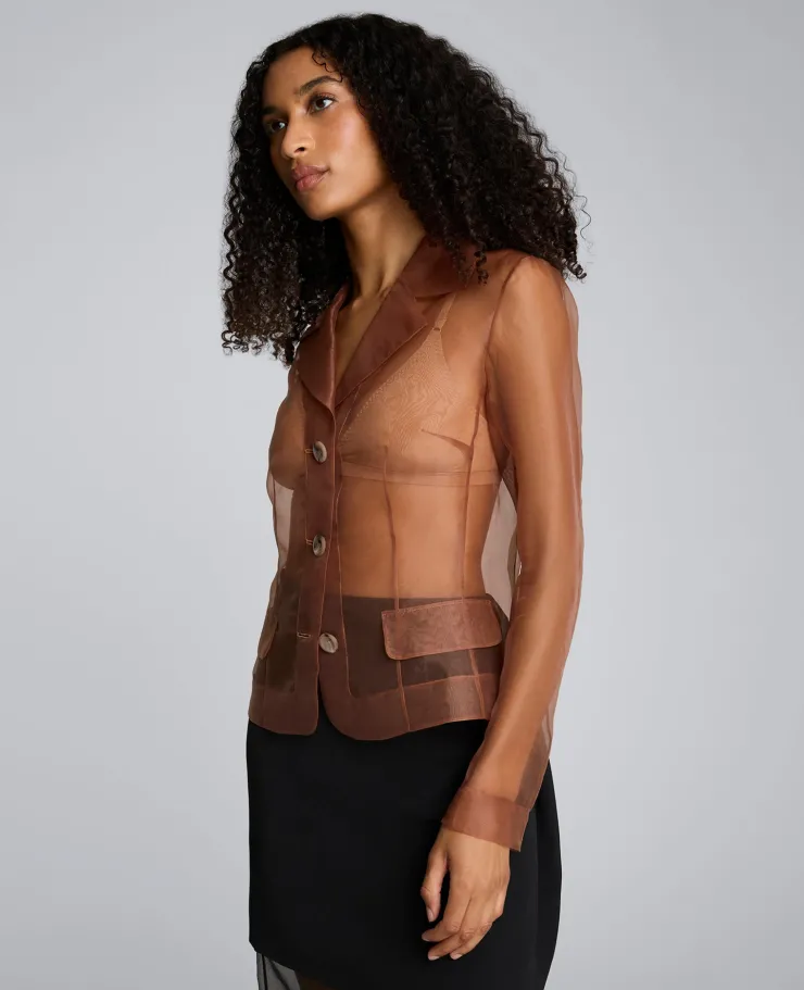 Transparent Notch Jacket with Flap Pockets>Kenneth Cole Hot