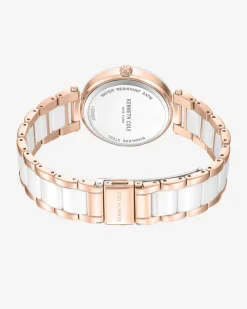 Two-Tone Classic Ceramic Bracelet Watch><noscript><img width=